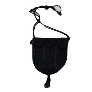 Vintage Inge Christopher Black Beaded Clutch Shoulder Bag Purse